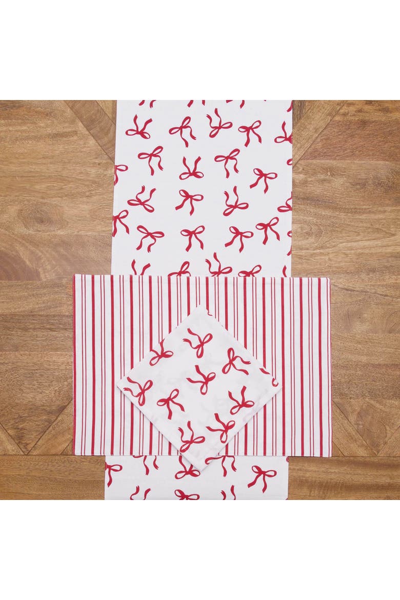 Holiday Bows and Ribbons Christmas Set of 6 Placemats 14" x 20", Alternate, color, White