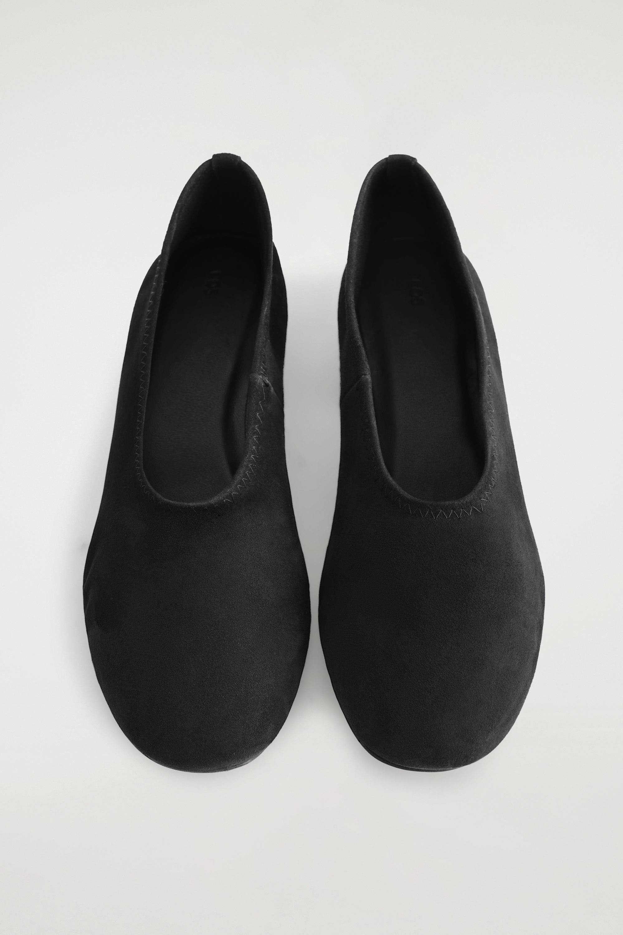 COS Suede Heeled Ballerinas, Alternate, color, Black