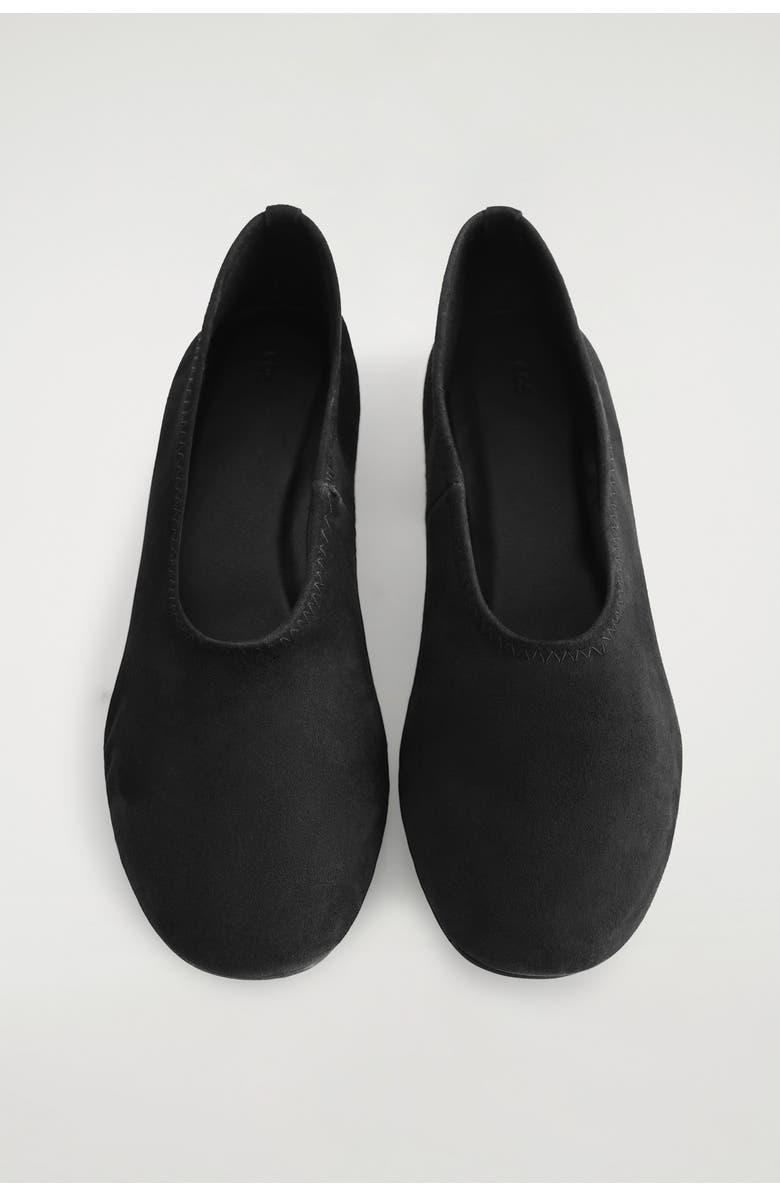 COS Suede Heeled Ballerinas, Alternate, color, Black
