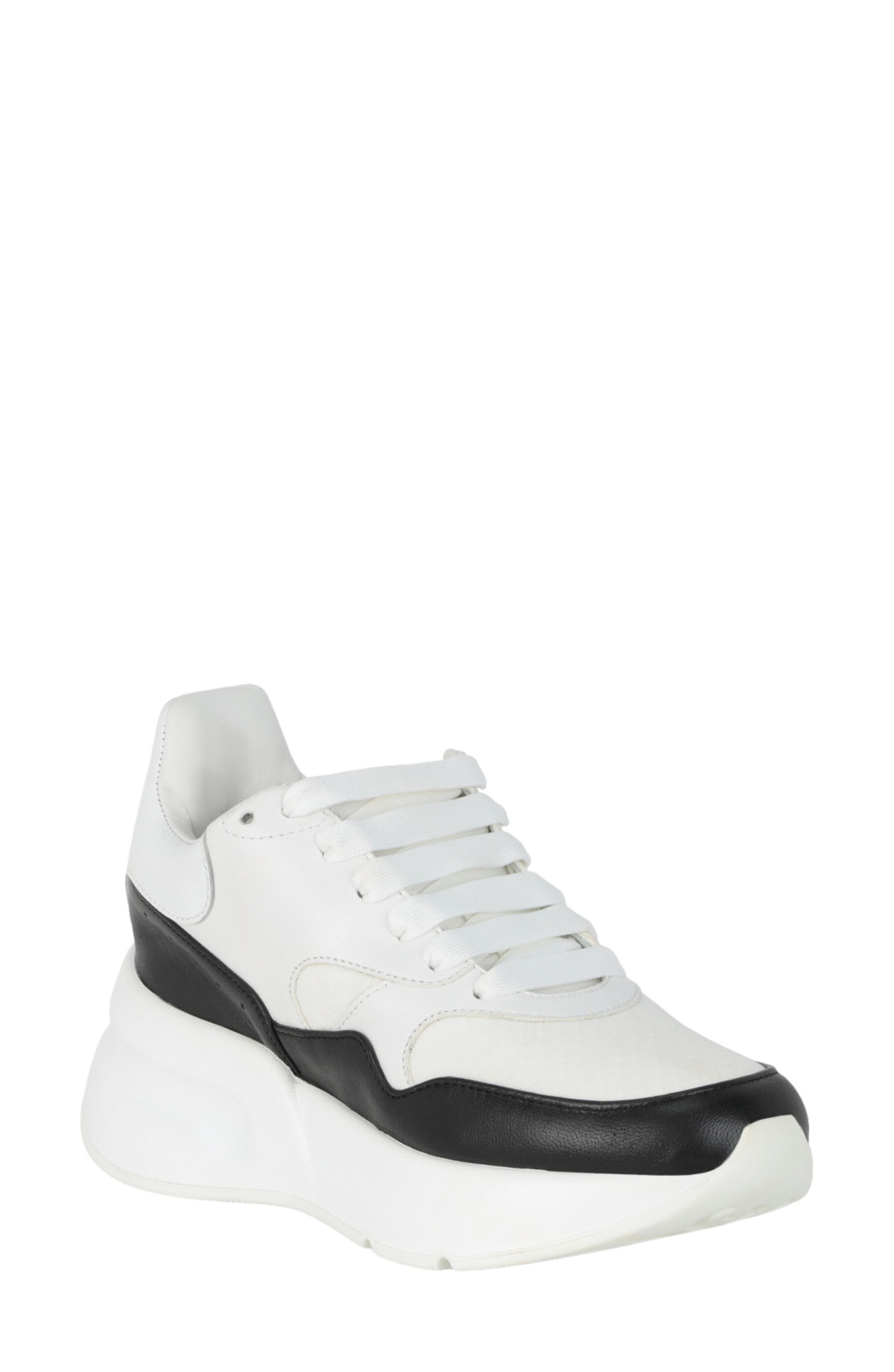 McQueen Oversize Runner Sneaker, Main, color, White Black