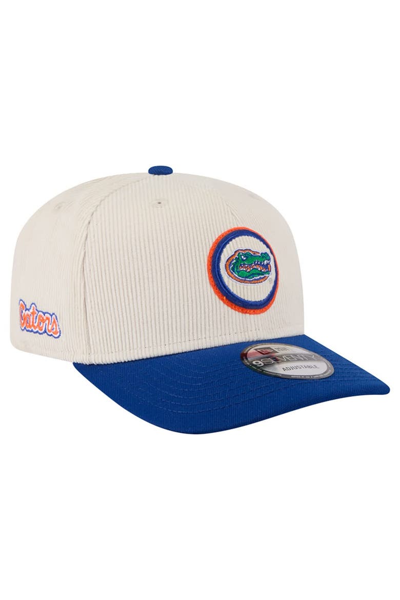 Men's New Era Cream/Royal Florida Gators Loyal Corduroy 9SEVENTY Adjustable Hat, Main, color, Cream