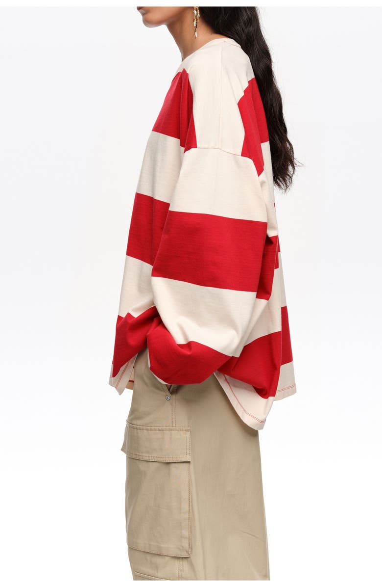 Bimba y Lola Loose-fit striped T-shirt., Alternate, color, Red