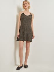 Misook Modern Fit A-Line Curb Chain Double Strap Knit Mini Dress
