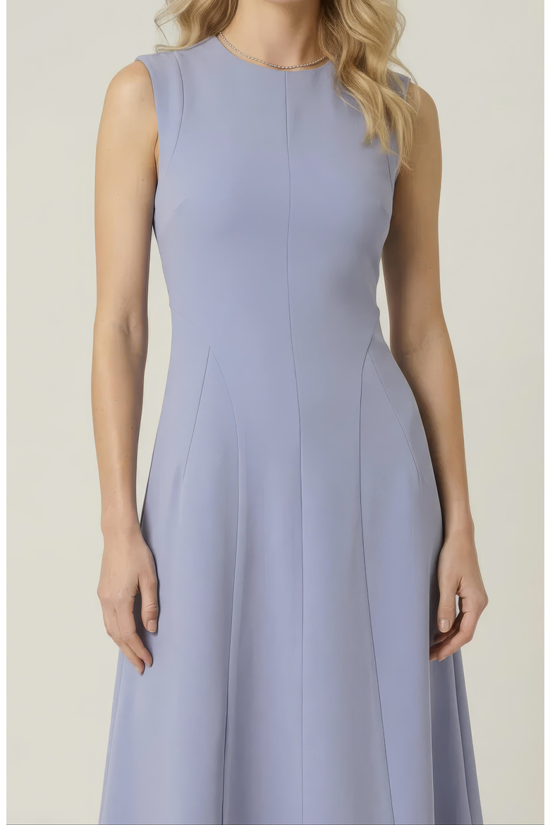 Structured Seaming Flared Skirt Sleeveless Midi Dress, Alternate, color, Periwinkle Blue