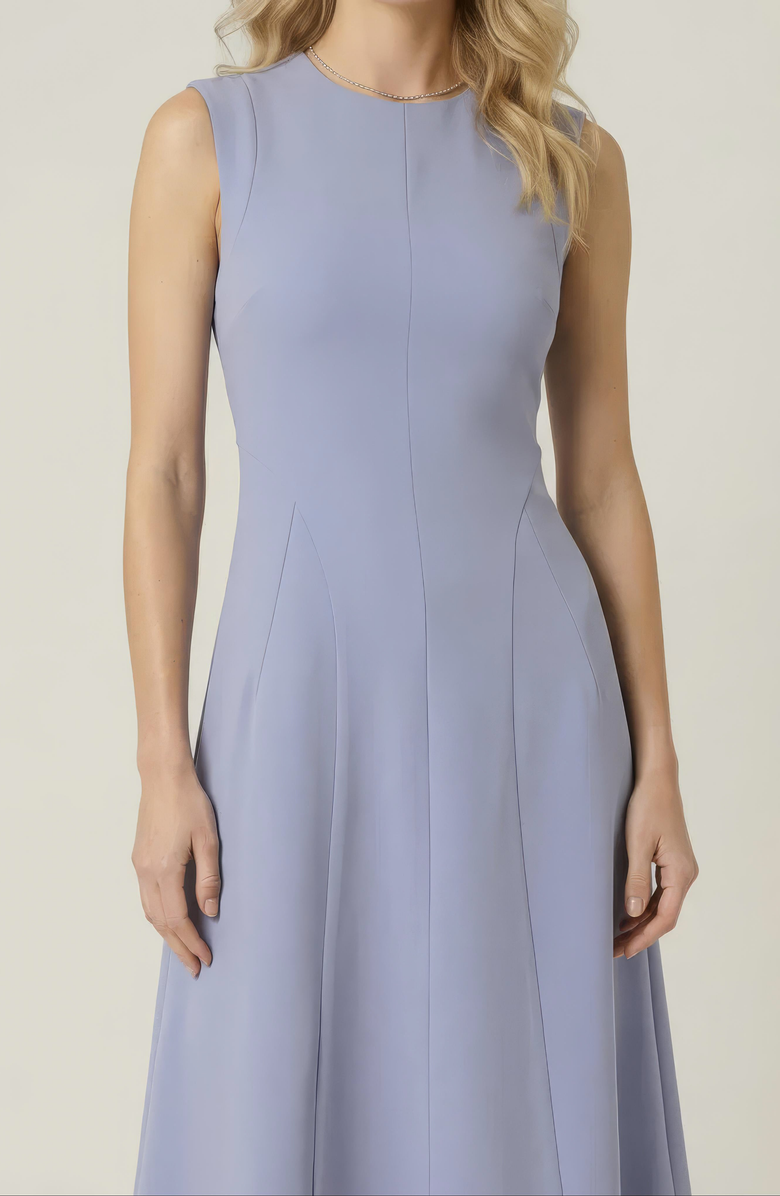 Modenaire Structured Seaming Flared Skirt Sleeveless Midi Dress, Alternate, color, Periwinkle Blue