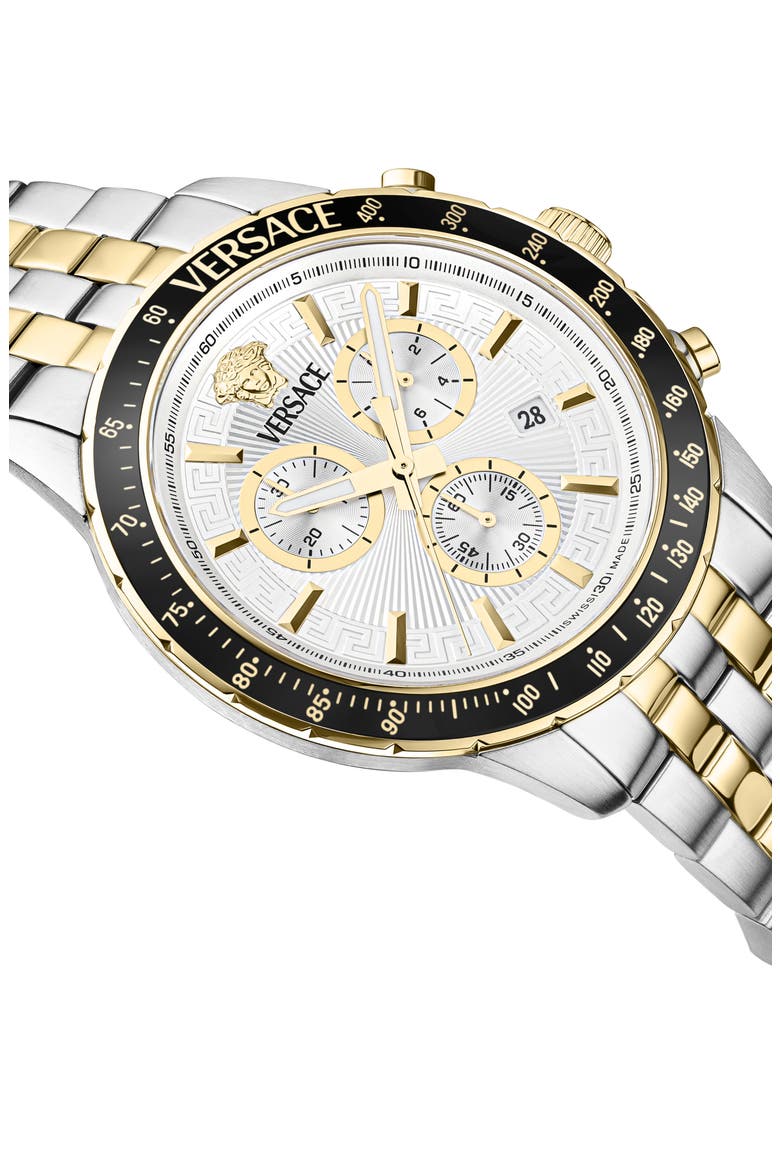 Sport Chronograph Bracelet Watch, 44mm, Alternate, color, BLACK/ TWO TONE