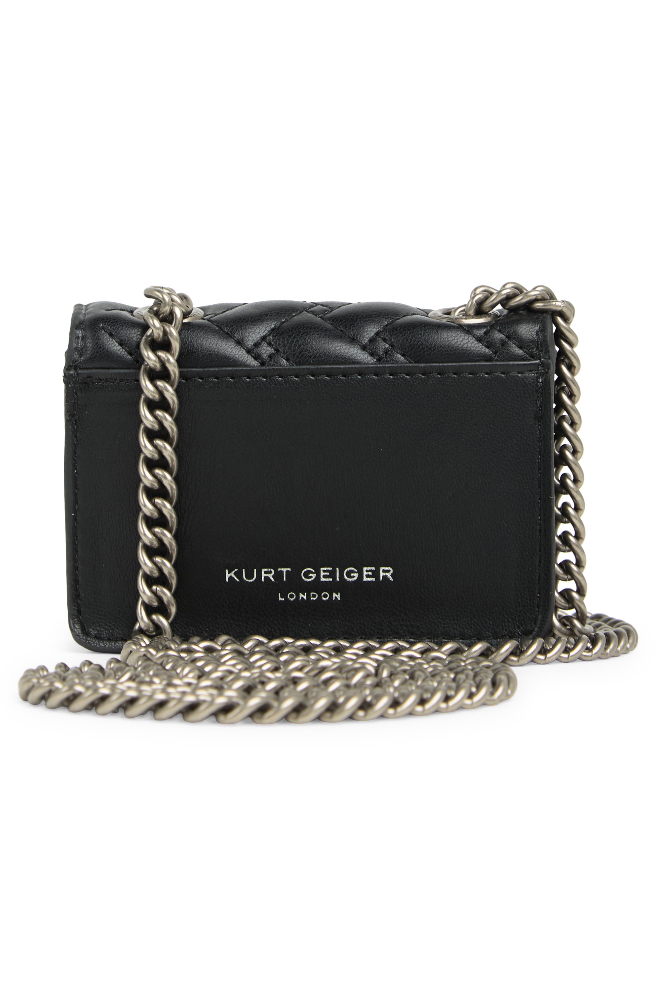 Kurt Geiger London Micro Kensington Faux Leather Crossbody Bag, Alternate, color, Black