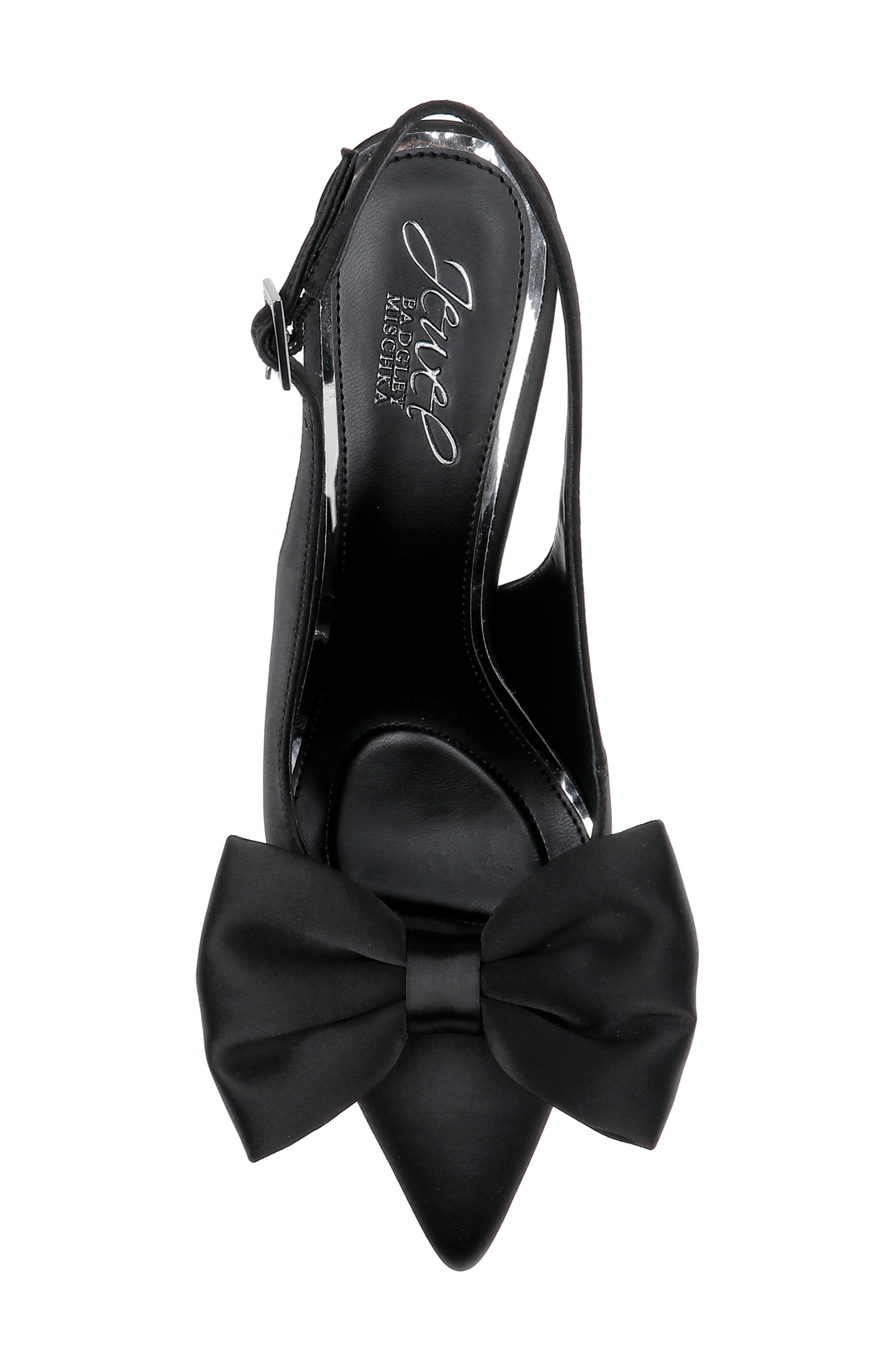 Jewel Badgley Mischka Kourtnay Slingback Pointed Toe Pump, Alternate, color, Blacksatin