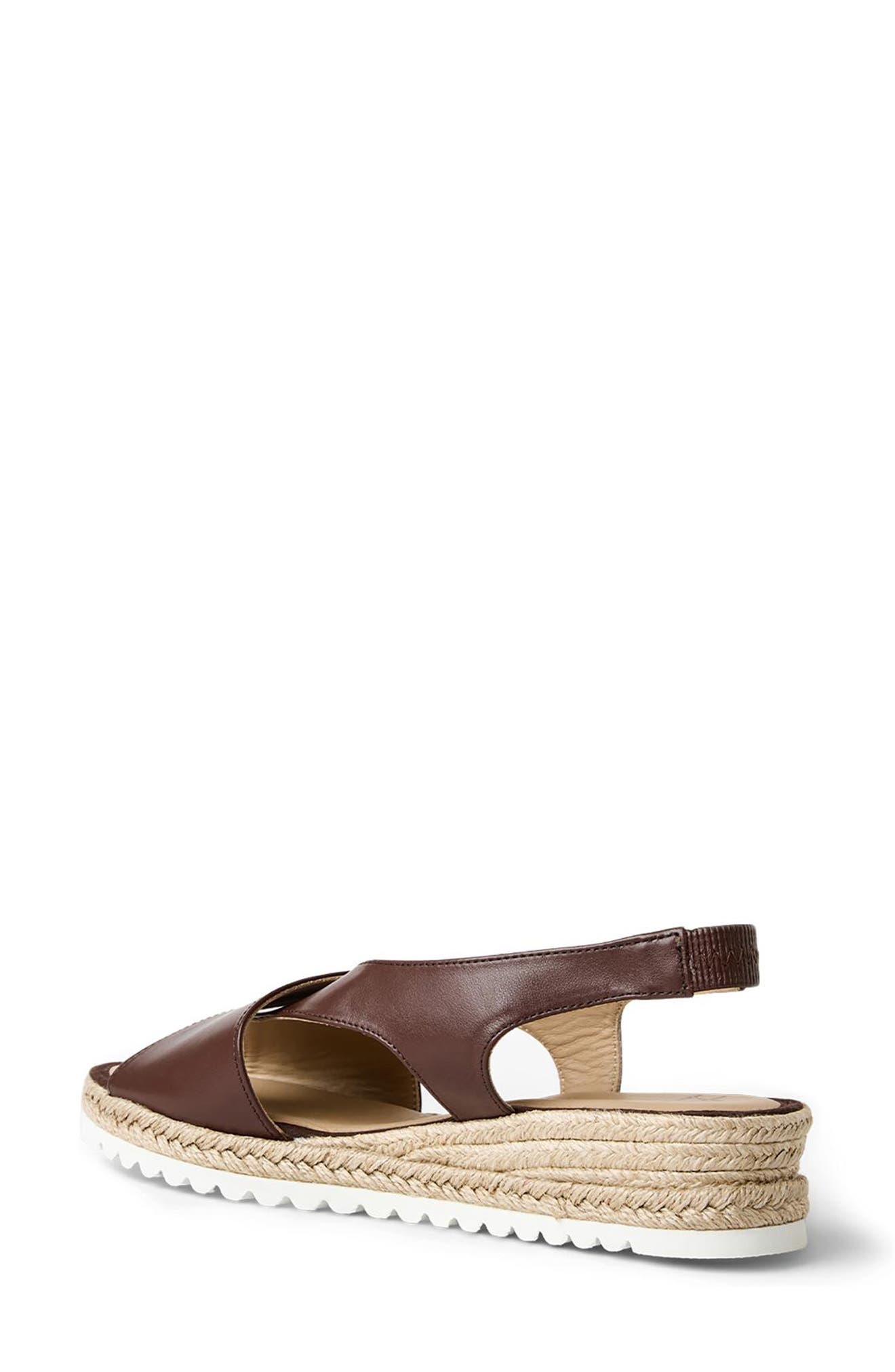 Adelina Weatherproof Slingback Espadrille Platform Wedge Sandal, Alternate, color, ASH BROWN LEATHER
