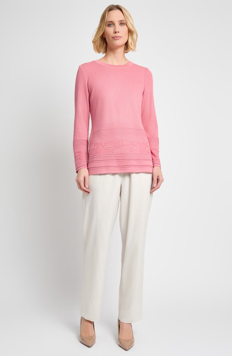 Misook Mixed Stitch Relaxed Fit Sweater, Alternate, color, Honey Suckle