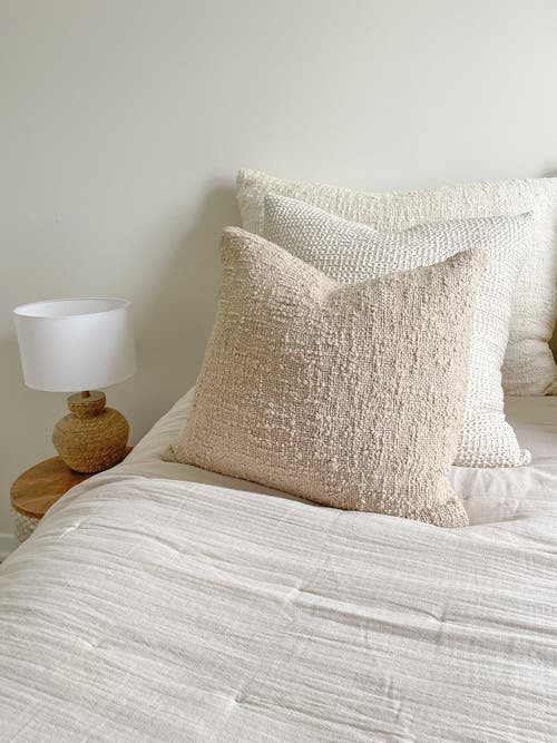 ANAYA ANAYA COZY COTTON BOUCLE PILLOW WITH DOWN INSERT