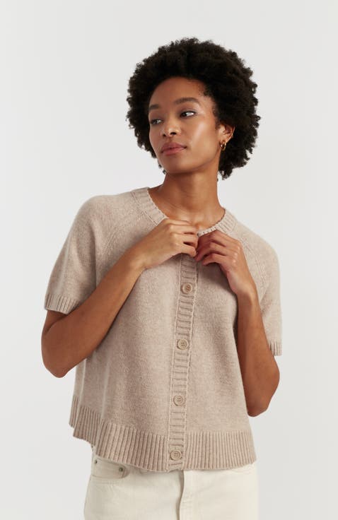Lightweight Wool-Cashmere Button-Front Tee