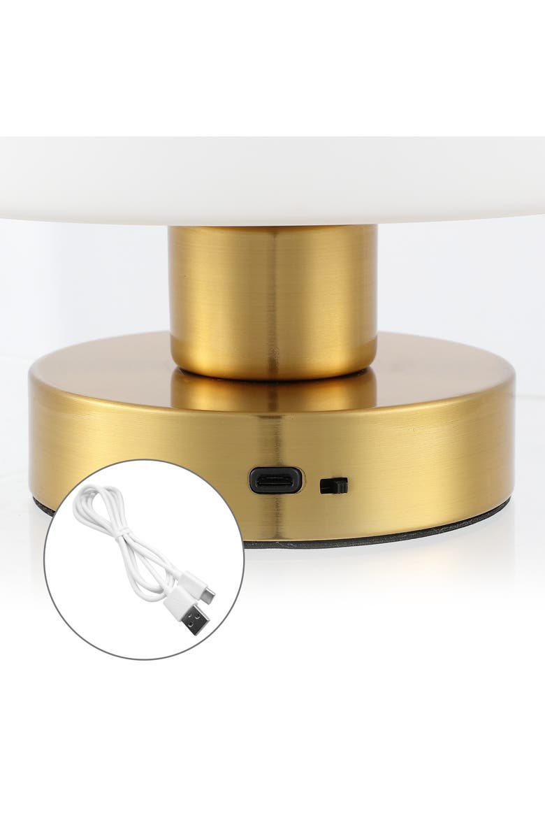 Zoe Modern Minimalist Iron Rechargeable Integrated Portable LED Table Lamp, Alternate, color, Brass Gold