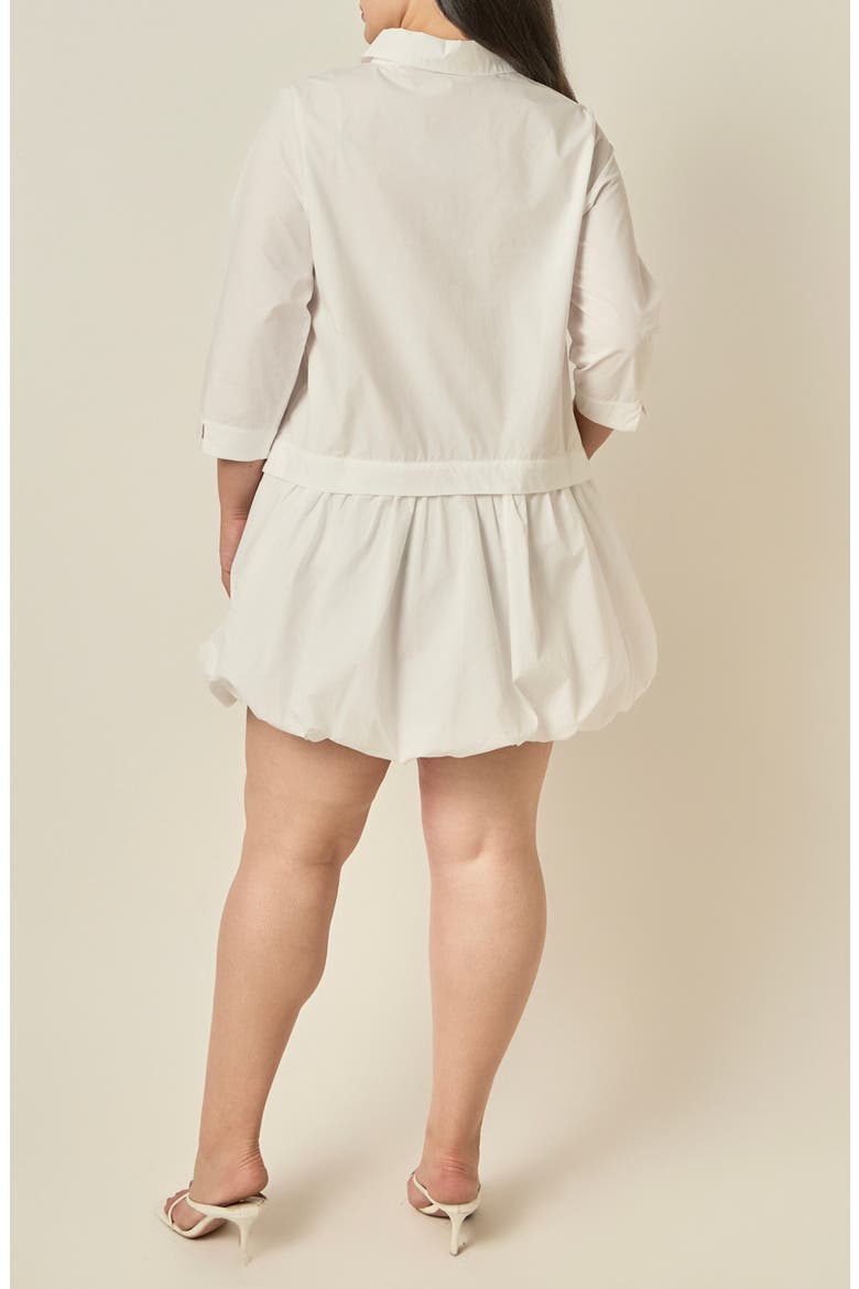 Bubble Hem Cotton Shirtdress, Alternate, color, WHITE