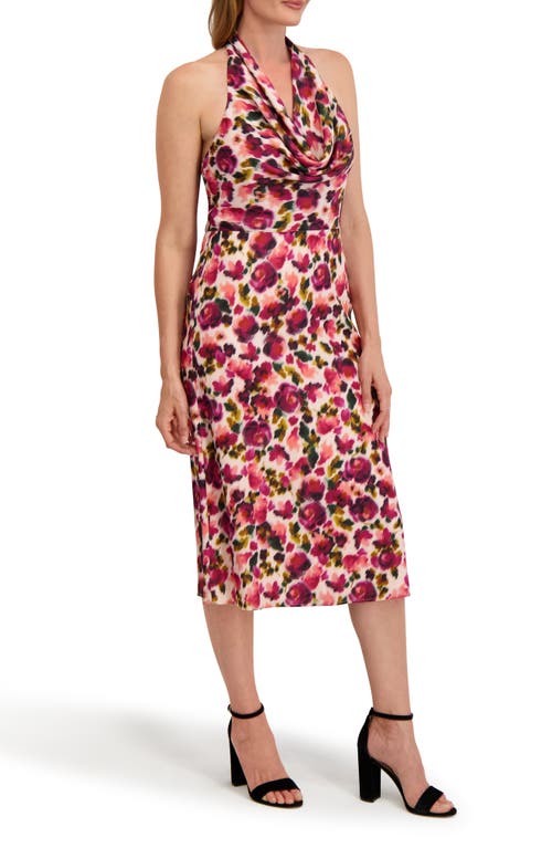 Laundry By Shelli Segal Scarlett Cowl Neck Halter Dress In Multi