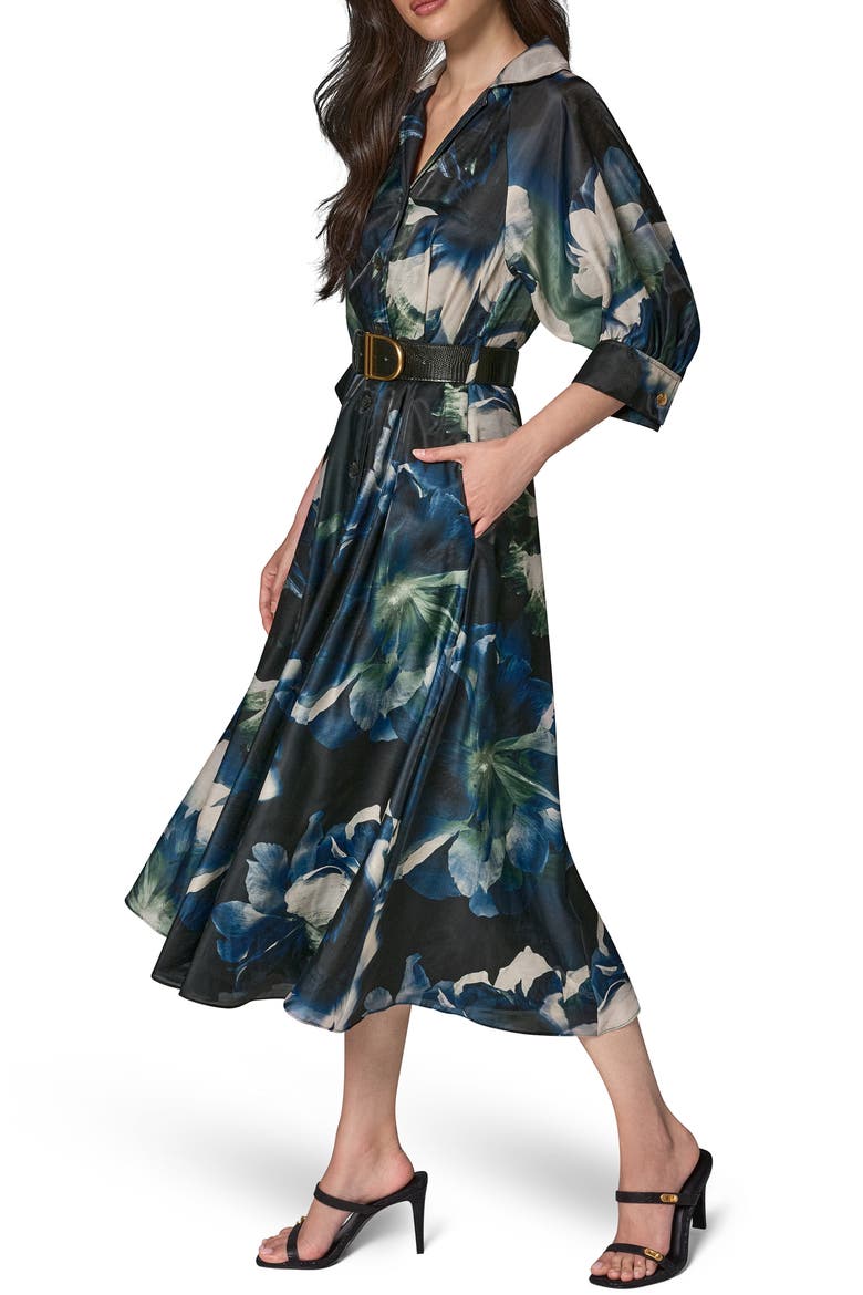 Belted Printed Shirtdress, Alternate, color, BLACK FOREST