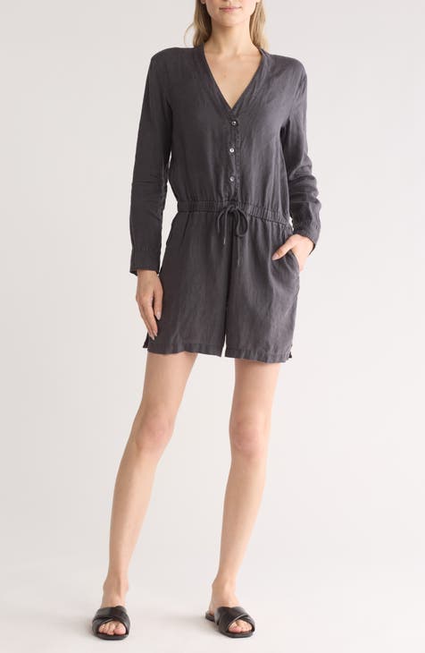 Long Sleeve Linen Romper