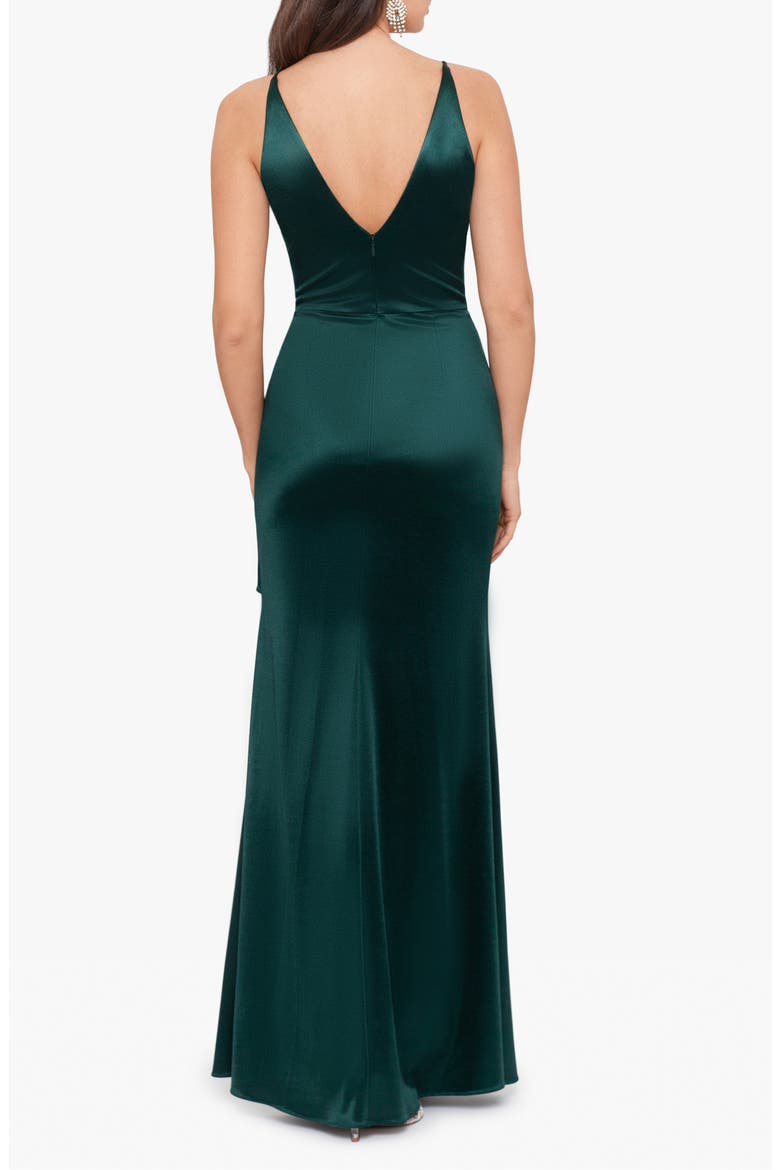 Glam Ruffle Satin Gown, Alternate, color, HUNTER