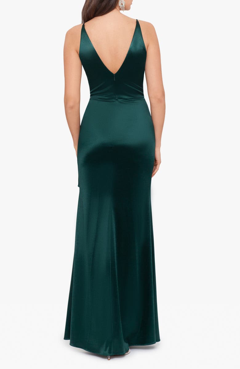 Blondie Nites Glam Ruffle Satin Gown, Alternate, color, Hunter