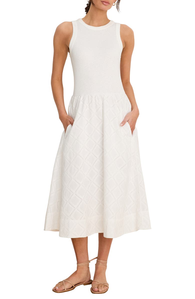 NIC+ZOE Sofia Diamond Eyelet Midi Dress, Main, color, 