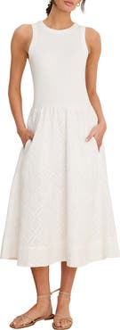 NIC+ZOE Sofia Diamond Eyelet Midi Dress
