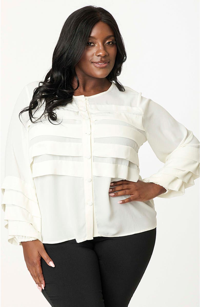 Smak Parlour Plus Size Pleated Front Blouse, Main, color, 