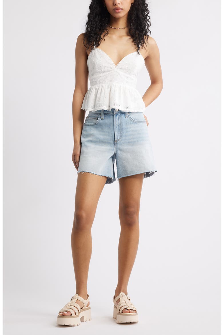 '90s High Waist Cutoff Denim Shorts, Alternate, color, LIGHT ASH