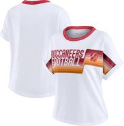 WEAR by Erin Andrews Women's WEAR by Erin Andrews White Tampa Bay Buccaneers Cropped Center Stripe Dolman T-Shirt