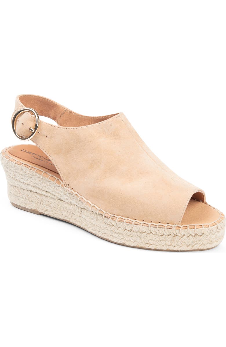 patricia green Stella Slingback Espadrille Platform Wedge Sandal, Main, color, Tan Suede