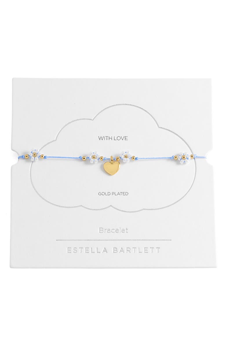 Estella Bartlett Louise Heart & Flower Beaded Slide Bracelet, Main, color, Gold