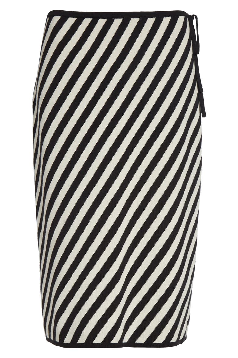 Stripe Pima Cotton Sweater Skirt, Alternate, color, CREAM BLACK