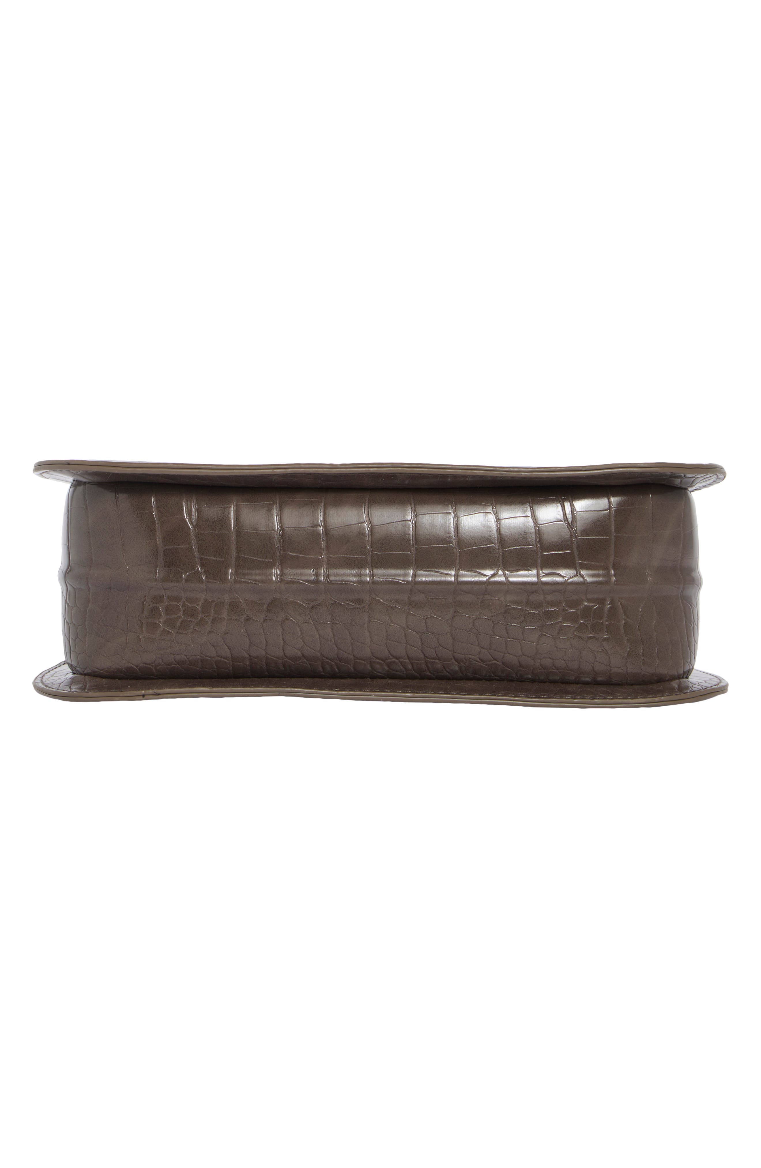 Croc Embossed Curved Baguette Bag, Alternate, color, MUSHROOM