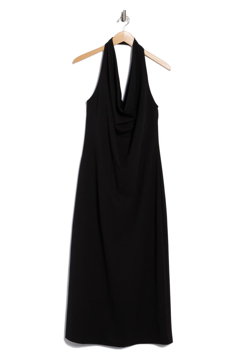 Draped Halter Neck Maxi Dress, Alternate, color, BLACK
