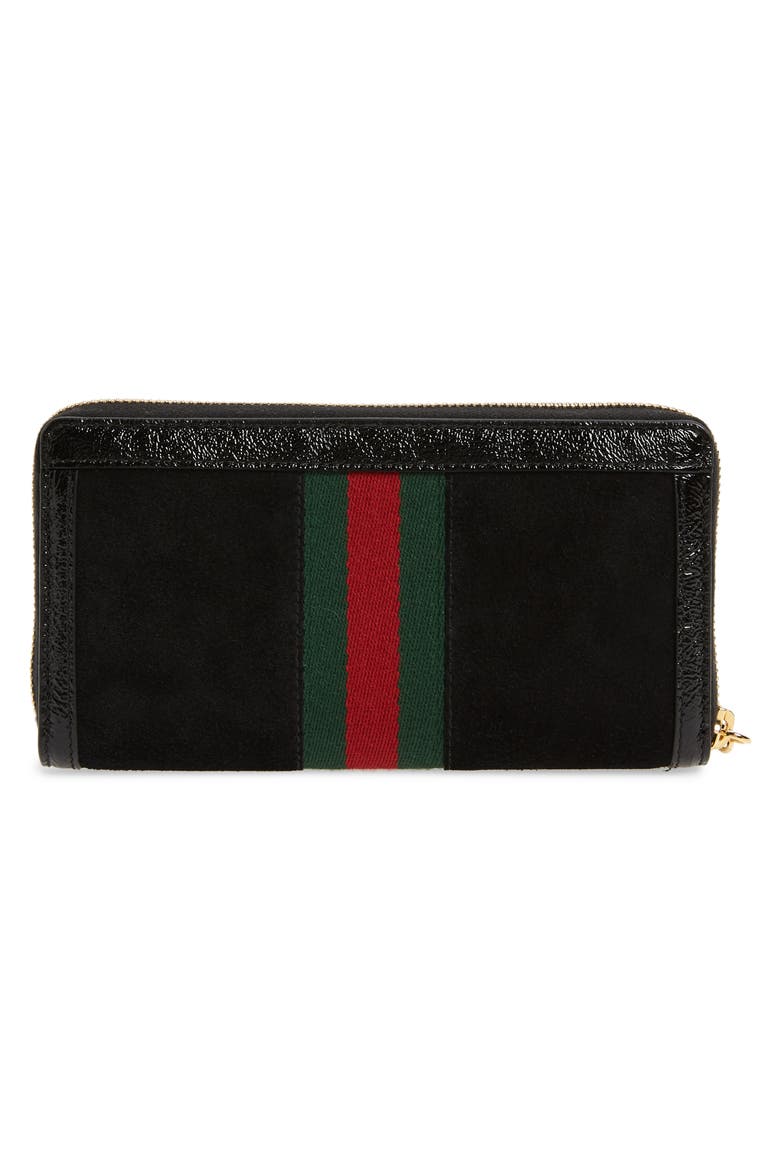Ophidia Suede Zip-Around Wallet, Alternate, color, NERO/ NERO/ VERT RED VERT