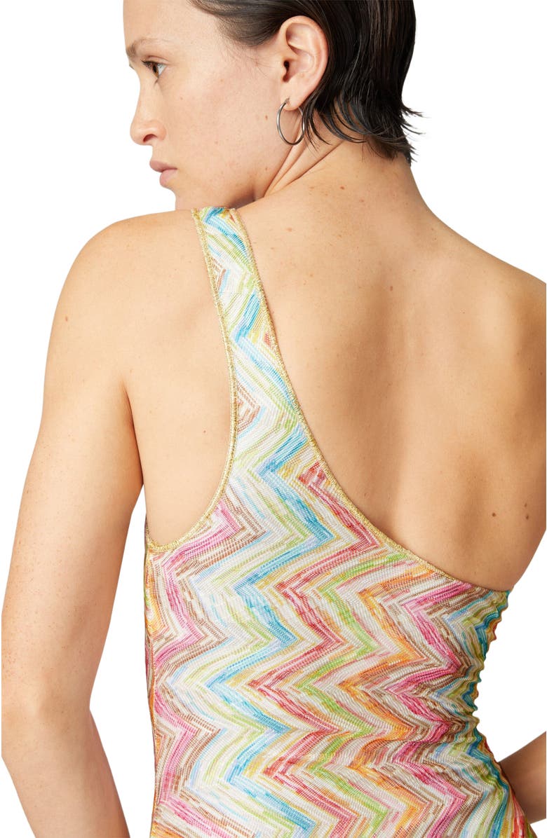 Missoni One-shoulder One-piece Swimsuit In Printed Tulle, Alternate, color, Multicoloured