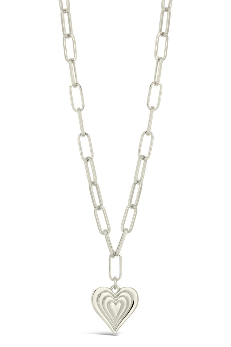 Beating Heart Pendant Necklace, Main, color, SILVER