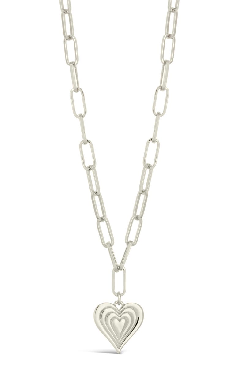 Sterling Forever Beating Heart Pendant Necklace, Main, color, Silver