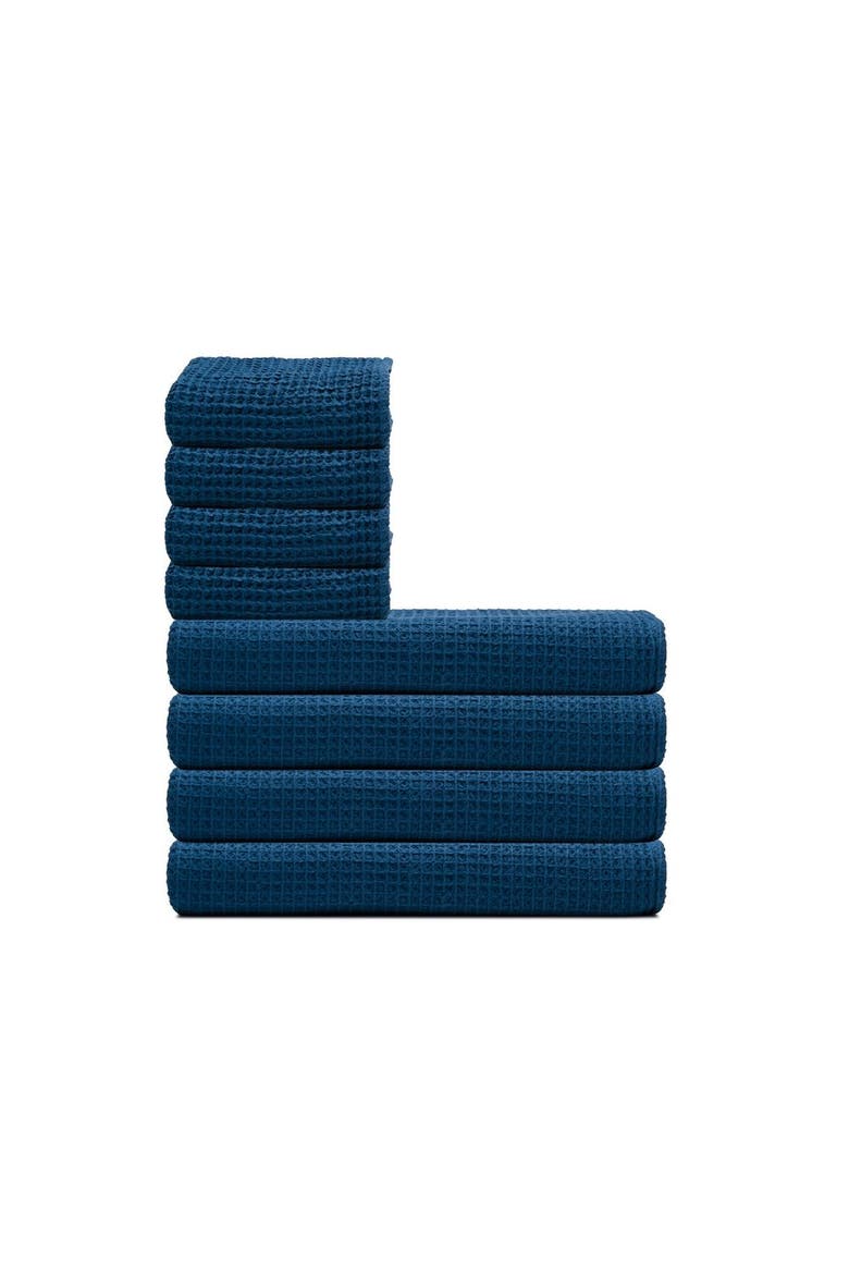 Waffle Turkish Cotton Towel Bundle, Main, color, Navy