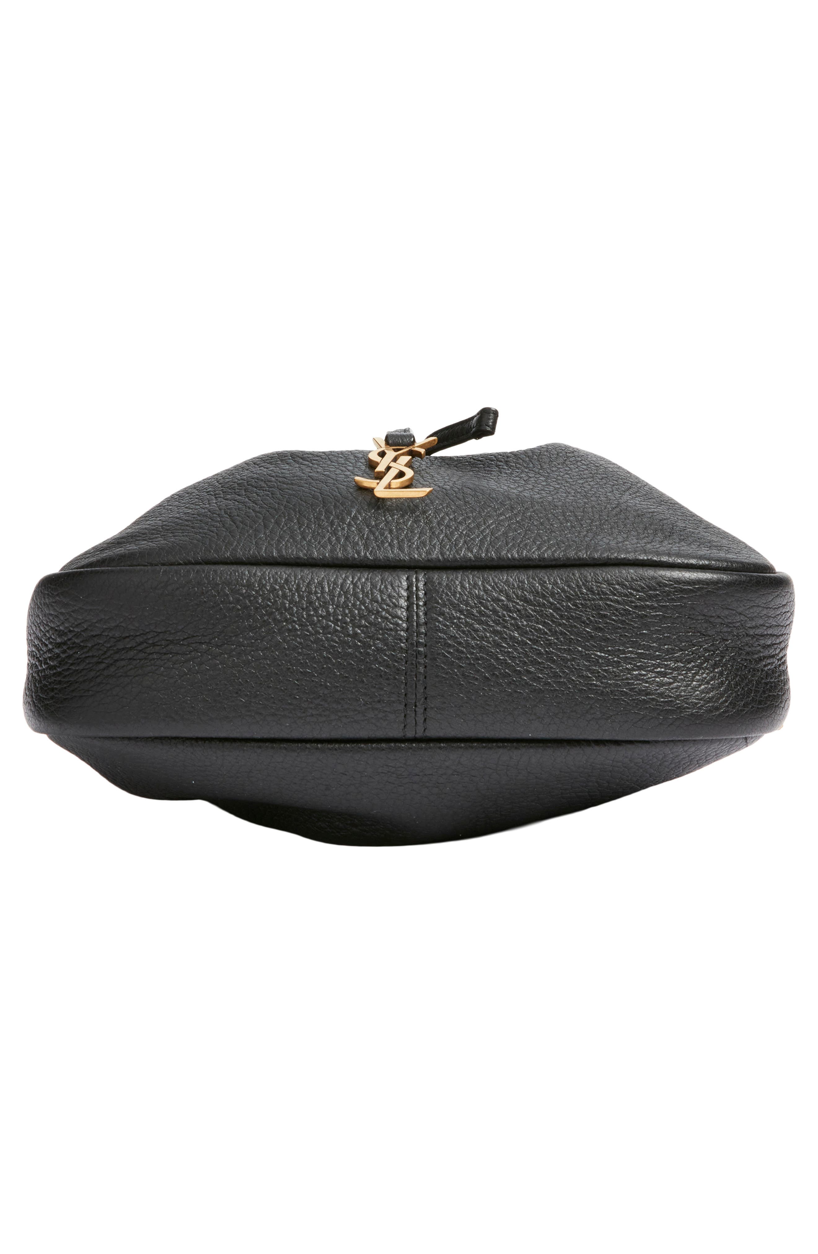 Saint Laurent Mini Paris VII Grained Leather Shoulder Bag, Alternate, color, Noir