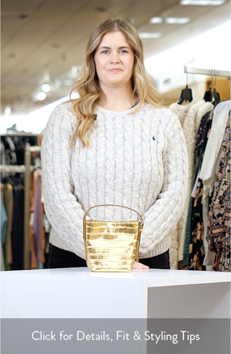 The Essential Micro Croc Embossed Metallic Leather Bucket Tote, sales video thumbnail