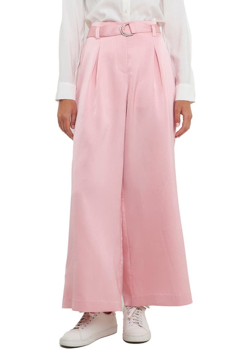 Satin Wide Leg Ankle Pants, Main, color, PINK