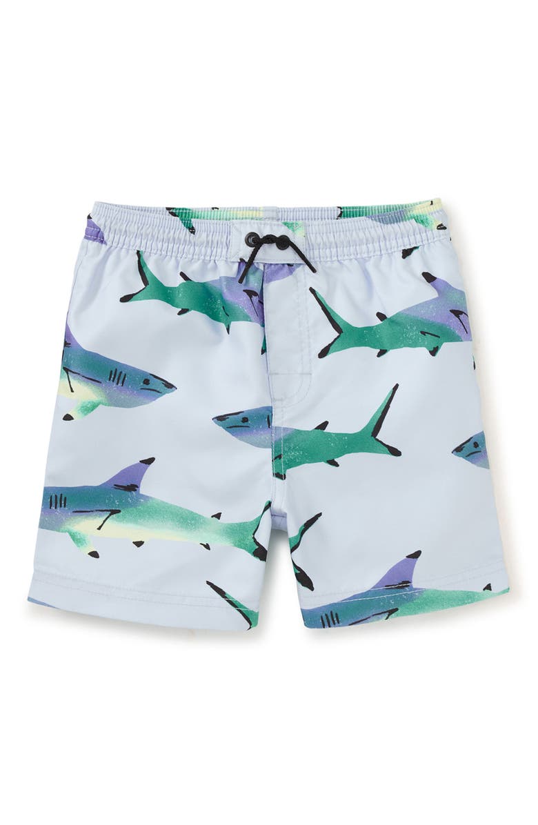 Tea Collection Mid-Length Swim Trunks, Main, color, Painted Sharks