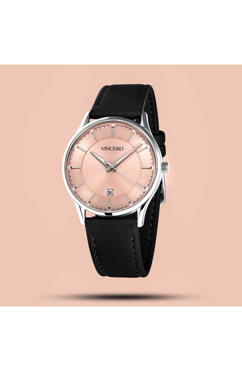 Vincero Kairos Leather Strap Watch, 38mm, Alternate, color, Salmon