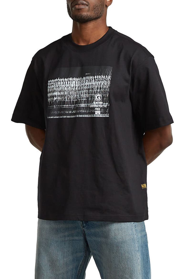 Loose Fit Photo Print Organic Cotton Graphic T-Shirt, Alternate, color, DARK BLACK