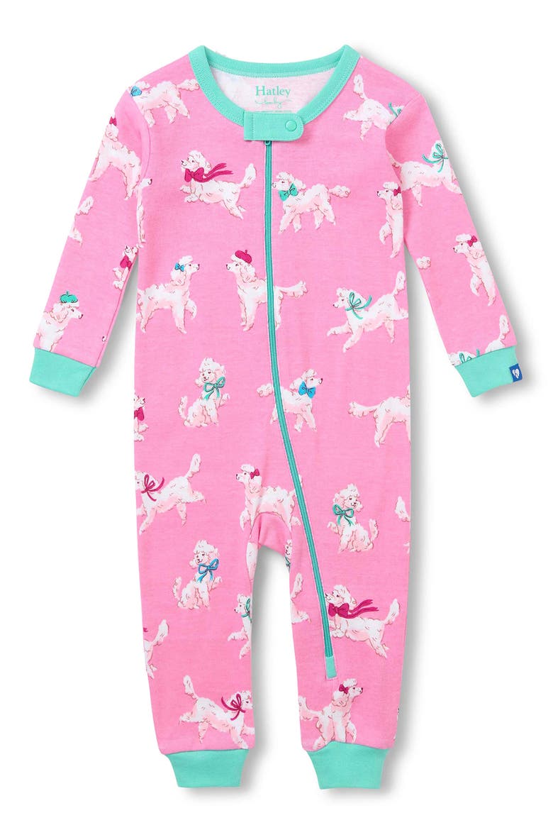 Poodle Pups Cotton Zip Romper, Main, color, PINK