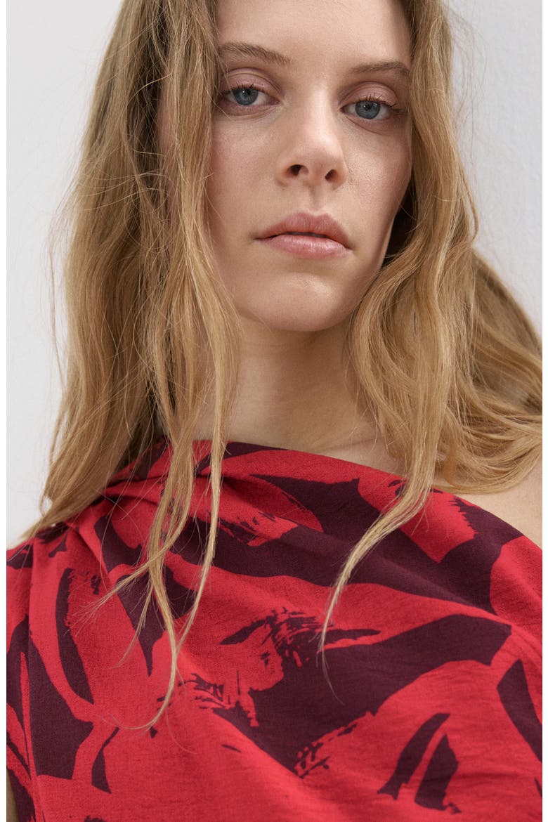 Print One-Shoulder Jumpsuit, Alternate, color, RED