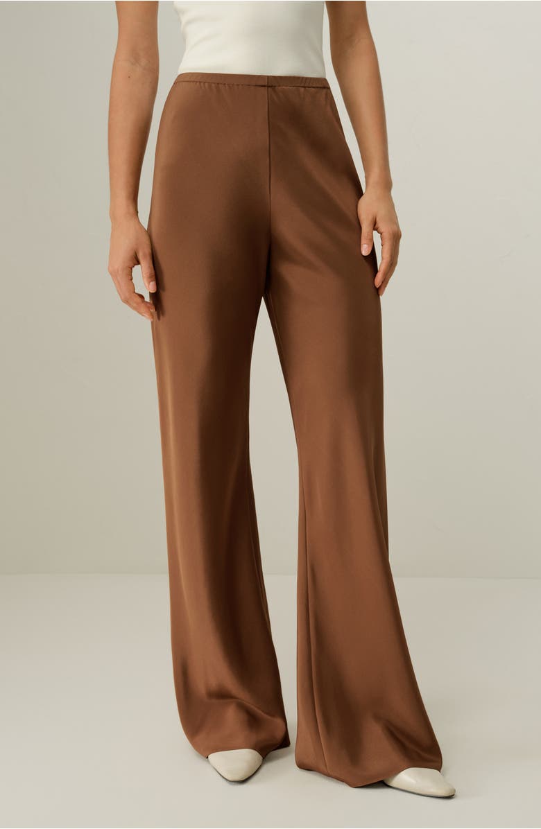 Lilysilk Women's Bias Cut Straight Leg Silk Pants, Alternate, color, Espresso