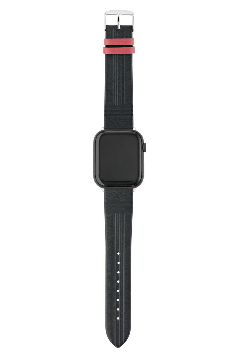 Leather 22mm Apple Watch® Watchband, Alternate, color, BLACK