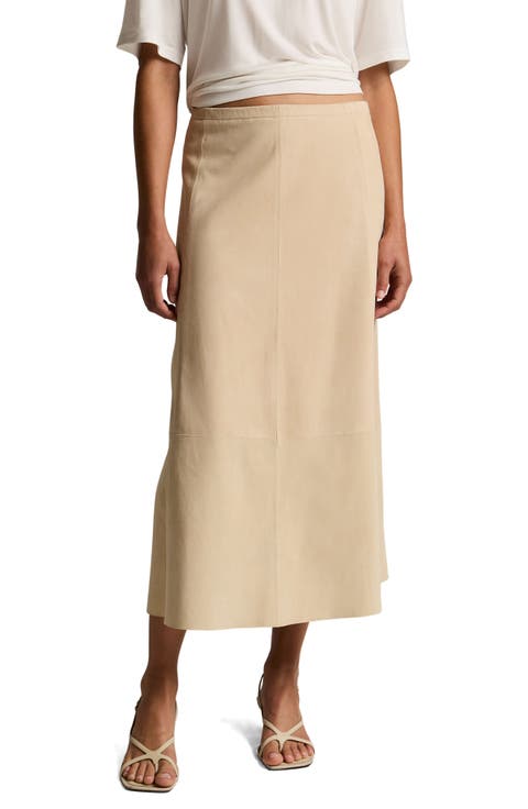 Paneled Suede Skirt