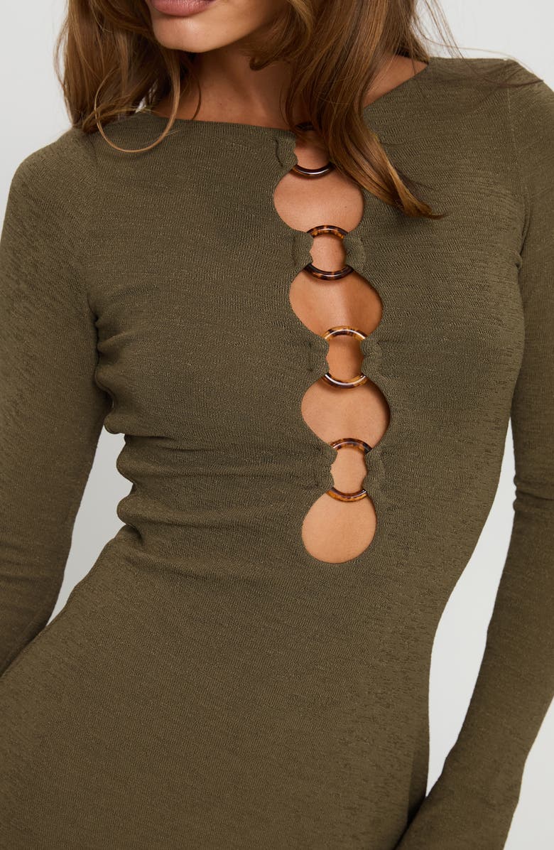 Princess Polly Dejonge Ring Detail Long Sleeve Minidress, Alternate, color, 